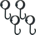 4-Pack Round Clamp-on Hooks for Rod, 1-1/4 Inch (32mm) Inner Diameter, No Drill Wall Hooks for Closet, Shower, Towel, Heavy Duty Metal Hooks for Home Organization, Black