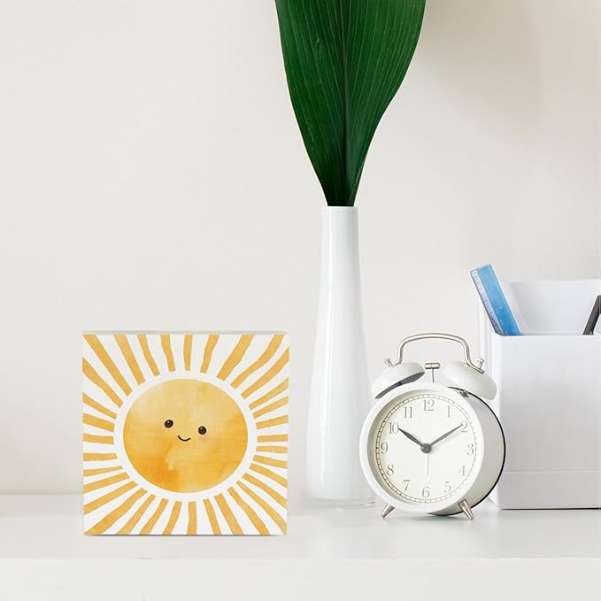 Sun Decor Summer Decor Sunshine Gifts Inspirational Summer Decorations Wooden Box Sign for Home Office Farmhouse Table Shelf