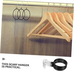 ABOOFAN 10pcs Heavy-Duty Metal Scarf Hanger Rings with Plastic Coating, Multi-Functional Scarf and Belt Organizer for Closet Storage and Display, Black Large Size for Home and Travel Use