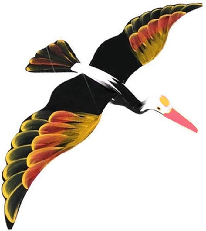 WitnyStore Wooden Bird Mobile 24" Black Crane Stork Hand Made Painted Wood Flapping Wing Birds Hanging Ceiling Decor Wind Chimes Handcrafted Art Animal Decorative Collectibles Décor Gifts Souvenirs