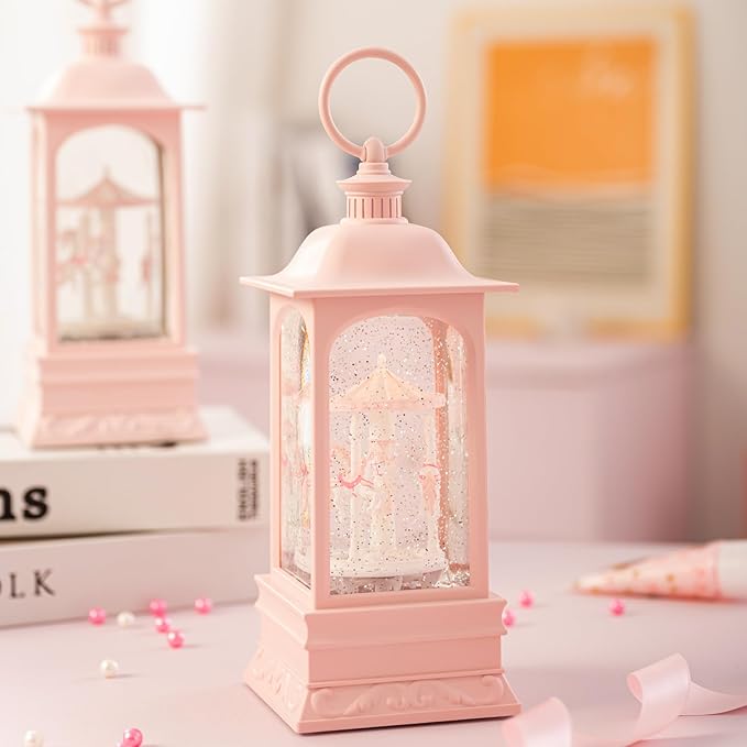LOVE FOR YOU Glitter Snow Globe Lantern Music Box Carry Light Carousel Horse Room Decoration for Girls and Women Kids Sister Daughter Mom Granddaughter Grandma Christmas Birthday Presents Gifts