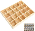 Angoily Socks Organizer Storage Box, Drawer Organizer with 20 Compartments for Underwear and Sundries, Stackable Drawer Container in Original Wooden Color 13.38 X 10.62 X 1.96 in