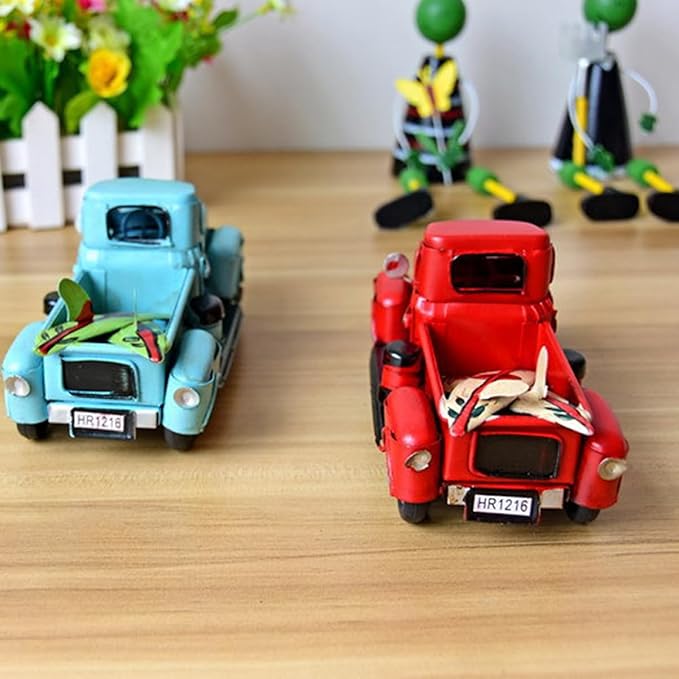 PRETYZOOM Vintage Handmade Iron Car Model Red Miniature Desktop Ornament Classic Vehicle Decor for Home Office Unique for Vehicle Lovers Craftsmanship Functional