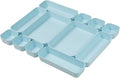 Backerysupply Set Of 12 Blue Color Plastic Desk Drawer Organizers For Makeup Bathroom Office Kitchen Vanity Drawer Storage Box Container