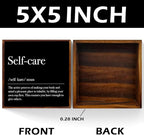 Inspirational Wooden Box Sign Mental Health Rustic Office Desk Decoration Gifts Wood Plaque Home Shelf Table Decor Self Care Must Haves (Black)