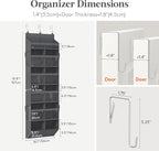 Lifewit 1 Pack Over the Door Organizer, Clear Window Hanging Storage with 4 Side Pockets, Anti Tilt 40 lbs Load Behind Door for Pantry, Nursery, Bathroom, Bedroom, Dorm, 12 Section, Gray