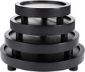 HOMIEE 4PCS Wooden Risers for Display 8/7/6/5 Inch Wood Pedestal Stand Mini Tray Stand Rustic Riser for Decor Home Kitchen Tiered Tray (Black)