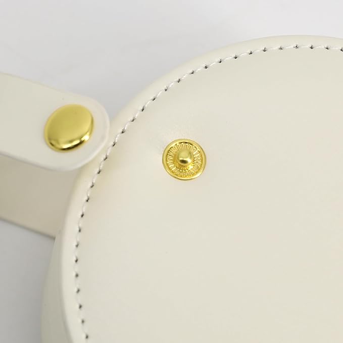 COLLECTIVE HOME - Travel Jewelry Case, Elegant Half-Moon Design with Gold Monogram, Detachable Handle, Personalized Accessory Organizer, Gift for Fashion-Forward Women and Teens (e)