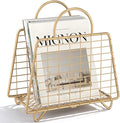 Gold Magazine Holder,Modern Magazine Rack Floor,Metal Wire Magazine Basket,Handbag Design Magazine Storage Organizer for Magazines File Book Newspaper Vinyl Record Albums