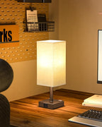 aooshine Brown Touch Table Lamp - Bedside Lamp with USB A + Type C Charging Ports and Two AC Outlets, Small Night Stand with E26 LED Bulb, Desk Light for Bedroom Living Room Office Dorm