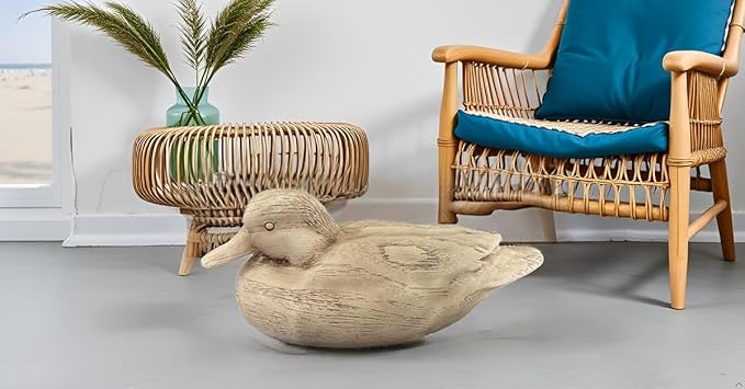 Hymmah Duck Home Decor Statue Rustic Home Decorations for Living Room, Boho Sculpture Resin Animal Collectible Figurines for Indoor Decor (Beige)