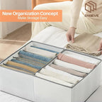 4 Pack Wardrobe Closet Organizer and Storage for Clothes - 7 Grids Foldable Drawer Dividers Organizers for Jeans | Pants | Shirts | Leggings, Stackable Clothing Bins for Closets Organization