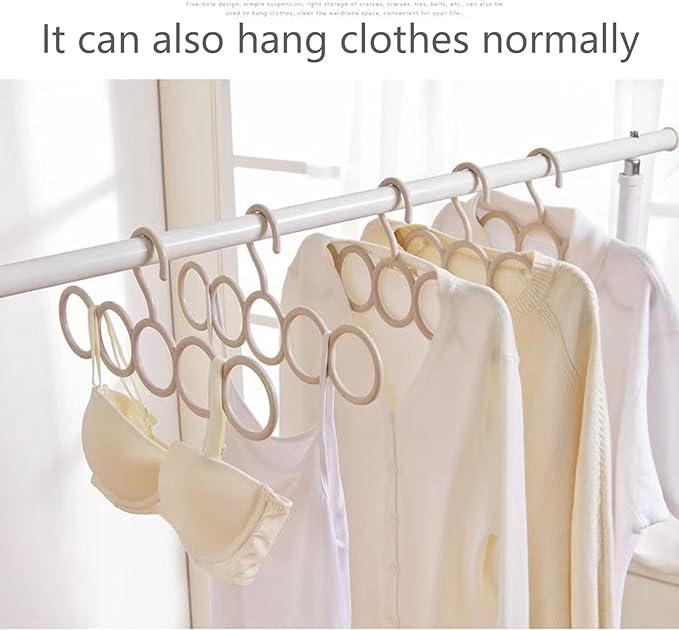 ﻿﻿﻿﻿﻿﻿﻿﻿﻿﻿﻿7-Piece Multifunctional Scarf Organizer for Belt, Waistband, and Tie Holder, 5-Ring Hole Slots Design to Save Space | Essential for Home Wardrobes | Storage Tool for Housewives (White)