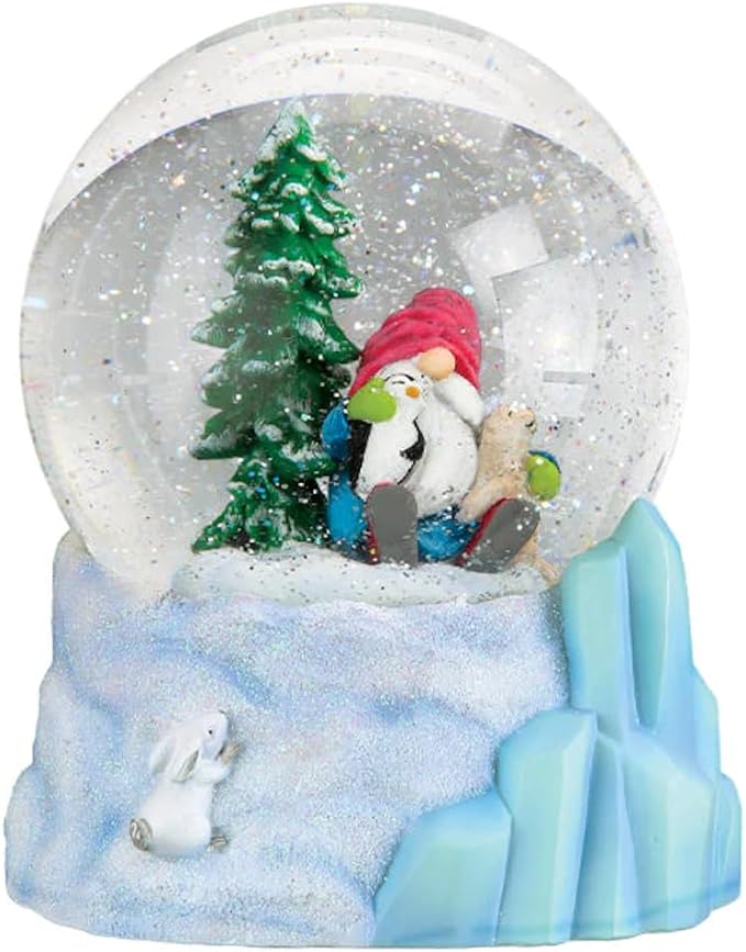 Old World Christmas Winter Arctic Gnome Snow Globe, Musical Holiday Figurine with Let It Snow Tune, Seasonal Decoration
