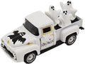 Halloween Decorations - Mini Cute Farmhouse Style Halloween Metal Truck Decor with 3 Removable Mini Ghost Ornaments for Tabletop, Tiered Tray, Shelf, Fireplace and Home Indoor Décor
