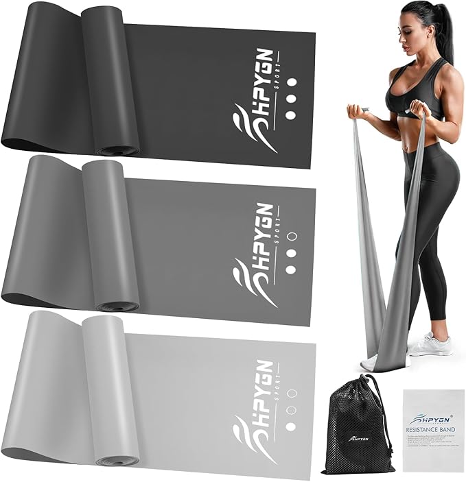 HPYGN 3 Levels Non-Latex Exercise Bands for Physical Therapy & Yoga, Professional Resistance Bands Set for Working Out, Strength Training, Pilates & Rehab, TPE Elastic Stretch Bands for Seniors, Women