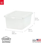 IRIS USA 4-Pack Storage Bins with Lids, 17 Quart, Shoe Boxes Clear Stackable Containers Organize Shoes Closet Shelves, Classroom Organization Teacher Tools, Game Storage - BPA-Free Plastic