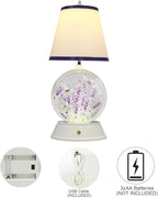 MOMENTS IN TIME Table-top LED Lamp with Glittering Snow Globe Spinning Water Globe with USB Cable, (Battery Operated Optional)