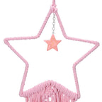 MECCANIXITY Macrame Dream Catchers, Pink Handmade Star Design Woven Cotton Dream Catcher Wall Hanging for Home Bedroom Decoration Ornament Craft Gift