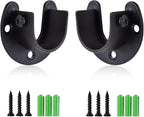 Stainless Steel Closet Rod Bracket, 1-1/4 Inch Diameter Closet Rod Holder 2 Pcs, Heavy Duty Curtain Rod Holder, Black Closet Rod Support with Screws