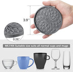 ME.FAN Silicone Coasters with Holder,[6 Pack] Drinking Coasters - Cup Mat for Hot or Cold Drinks, Thickened, Non-Slip, Non-stick,Deep Tray Yellow