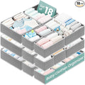 RFAQK 18 Pack Drawer Organizer Clothes-3 Sizes Dresser Organizer for Underwear Closet, Baby Clothes Organizer for Wardrobe-Foldable Fabric Drawer Dividers for Bedroom,Lingerie,Undies,Bra-Grey