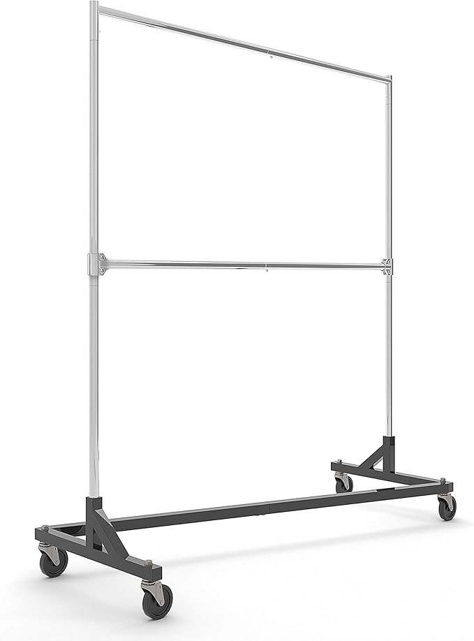 Econoco Commercial Garment Rack - Rolling Clothes Rack, Heavy Duty (Z Rack with Add On Hang Bar, Black)