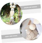 Rope Tassel Beads Wooden Pendant Hanging Ornament for Home Wall Door Decor Boho Style Beaded String Accent