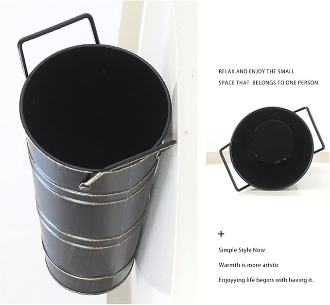 Round Umbrella Bucket, Metal Umbrella Holder with Handles, Umbrella Holder for Umbrellas, Canes and Walking Sticks, Vintage Umbrella Stand for Decorations