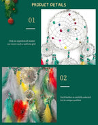 Christmas Rings Dream Catcher with Lights Handmade Christmas Dreamcatcher Hanging Decoration Home Wall Decoration Craft Ornament