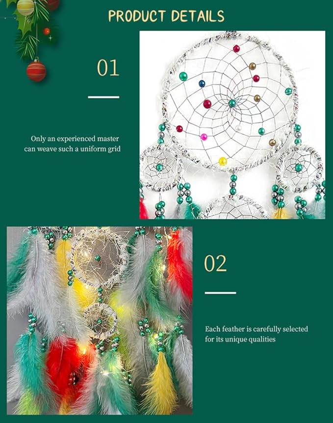 Christmas Rings Dream Catcher Handmade Christmas Dreamcatcher Hanging Decoration Home Wall Decoration Craft Ornament