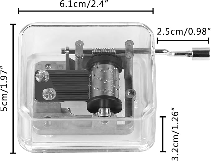 Mini Music Box Transparent Acrylic Hand - Cranked Music Box, Exquisite Mechanical Melody Player for Decoration & Gift