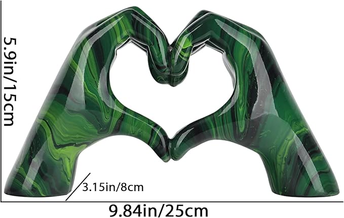 DOVDOV Resin Sculpture, Fluid Green Heart Decoration, Modern Art Statue for Home Decor for Valentine's Day, Wedding, Anniversary