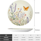 Butterfly Pattern Decorative Ceramic Plate Round Porcelain Plate 6 inch,Flower Watercolor Theme,for Bedroom Living Room Bathroom Party Kitchen Home Wall Hanging Decor,Orange Purple