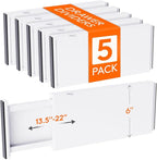 Lifewit 5 Pack 6" High Drawer Dividers 34-56cm/13.5-22" Adjustable Drawer Organizer for Clothes/Utensils, Expandable Drawer Separator in Dresser/Kitchen/Bedroom/Office Organization & Storage White