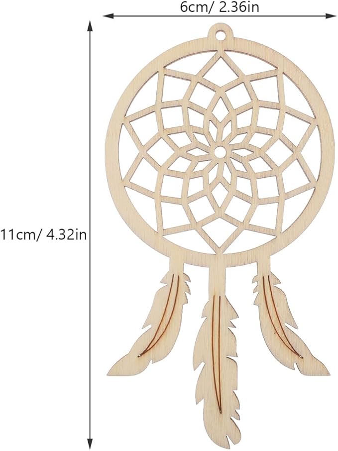 ARTIBETTER Mini Dream Catcher 20pcs Set, DIY Home Decoration Pendant Wooden Accessories Timber Wall Ornaments Dream Catcher (Beige, Third Pattern)