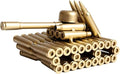Bullet Shell Casing Shaped Army Tank Metal Sculpture,Great Decorative Artwork Model Gift for Home,Study Room Decorations (95 Tank)