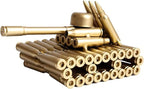 Bullet Shell Casing Shaped Army Tank Metal Sculpture,Great Decorative Artwork Model Gift for Home,Study Room Decorations (95 Tank)