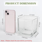 1 Pack Square Glass Vase 4" x 4" x 4", Clear Flower Vase for Centerpieces, Candle Holder for Wedding Party Events, Home Décor