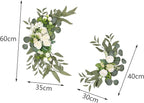 2 Pieces Front Door Hanging Wreath Artificial Peony Flower Swag with Green Leaves Silk Vine Garland Decorative for Arches Suitable for Kitchen Wall