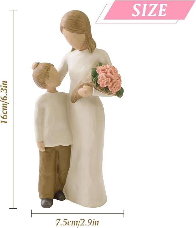 Mother and Son Figurines Statues, Sculpted Hand-Painted Mom and Child Statues Gifts for Mother’s Day Anniversary Birthday Home Decor