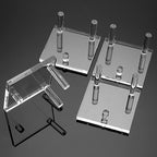 Hipiwe 4-Pack Clear Acrylic Display Stand, Three-Peg Display Easel Stands for Fossil Coral Geodes Rock Mineral Agate Small Collectibles, Large