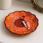 4-Piece 5-Inch Handmade Turkish Ceramic Plate Set – Wall & Table Decor & Jewelry/Ring Dish – Decorative Rings & Jewelry Tray Set