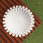 SWADESHI BLESSINGS HandCrafted Marble Ruffle Bowl/Antique Scallop Bowl/Fruit Bowl/Vintage Ring Dish/Decorative Flower Dish/HouseWarming Gift/Wedding Gifts/Urli (8 Inches)