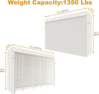 H50C Extra Large Clothes Rack with Cover, Freestanding Portable Closet, Covered Clothing Racks for Hanging Clothes, Heavy Duty Garment Rack, Wardrobe Closet with White Cover Max Load 1350 Lbs
