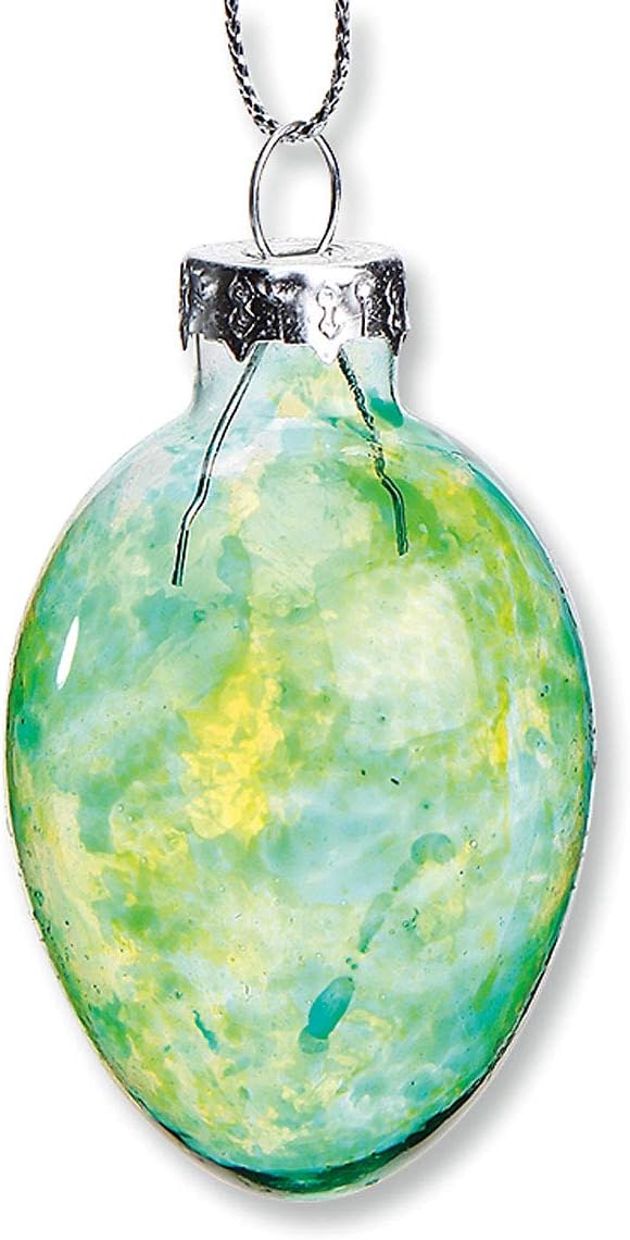 Lillian Vernon Stained Glass Egg Blown Glass Easter Ornaments - Handcrafted Hanging Tree Decorations, Stained Glass Easter Egg Holiday & Party Decor, 2 in, Assorted, 12-Piece Set