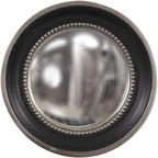 Howard Elliott Patterson Convex Round Hanging Accent Wall Mirror, Matte Black and Silver Leaf, for Bedroom Entrway or Any Room, 16 Inch