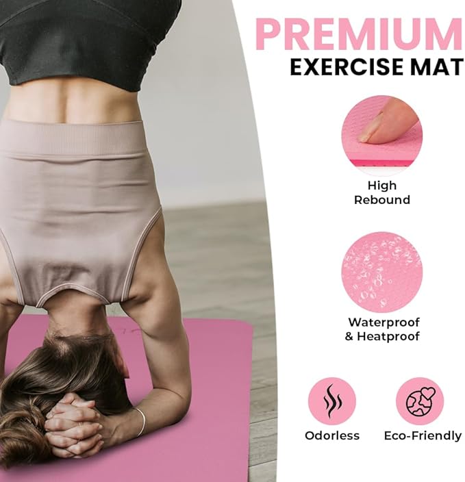 NOLAVA Yoga Mats & Complete Sets - TPE, Non-Slip - Includes Mat, Blocks, Strap, & More (6pc or 7pc Sets) - For Pilates, Yoga & Fitness