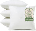 Ashler Throw Pillows Insert- 20x20 Pillow Inserts with Air Layer, Premium Bed and Couch Pillows - Indoor Decorative Throw Pillow, Square Cushion Sham Stuffer, Pack of 4, White