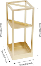 Umbrella Rack for Entryway Modern Freestanding, Metal Umbrella Stand with Drip Tray, Holds Canes/Hiking Poles, for Home Office, 7.9"x7.9"x20.9" (Gold)